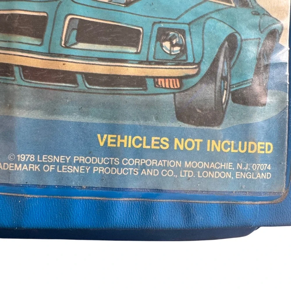 Vintage 1978 Matchbox Carry Case Lesney Blue Vinyl 48 Car Storage with 25 Cars